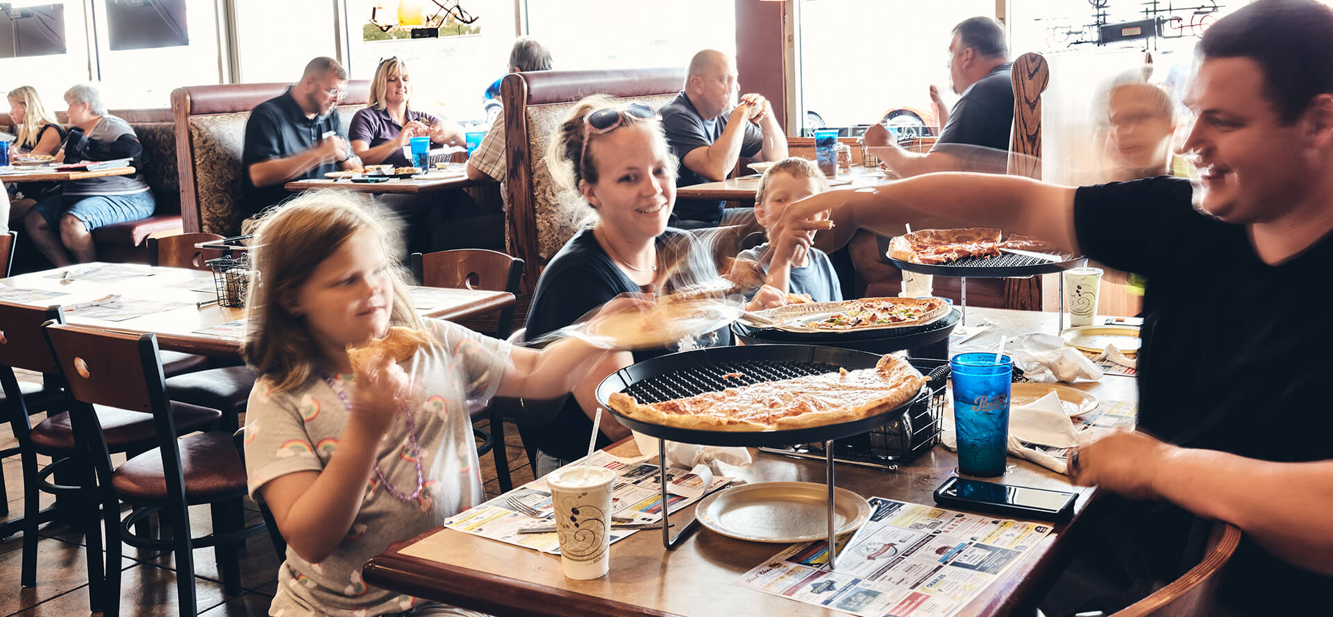 Millsboro Pizza Palace Family Eating Dinner